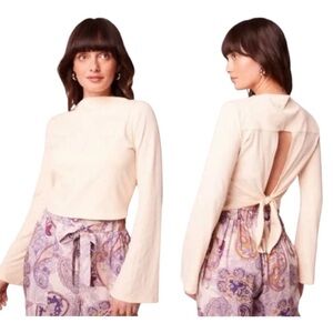 NWT! Band of the Free Avril Cream Mock Neck Tie Back Crop Top. Size Medium.